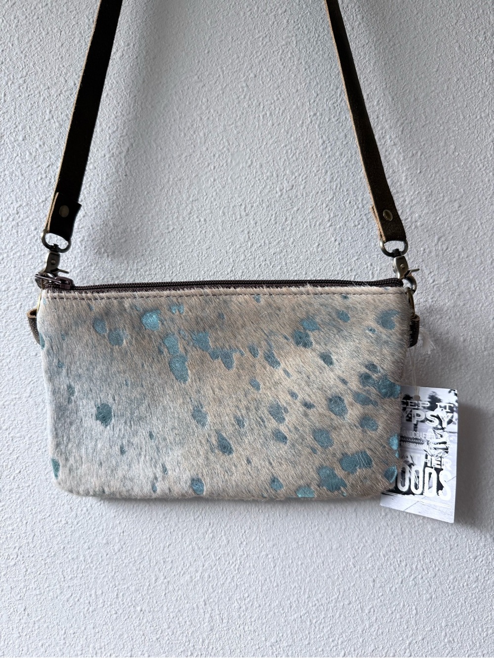 Keep It Gypsy Cowhide Crossbody Bag Upcycled Custom Leather Acid Wash Bag Custom